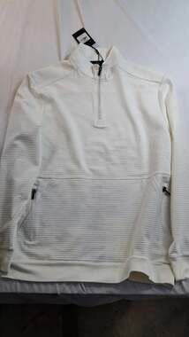 BUGATCHI Textured Quarter Zip Pullover Mens Medium Chalk White